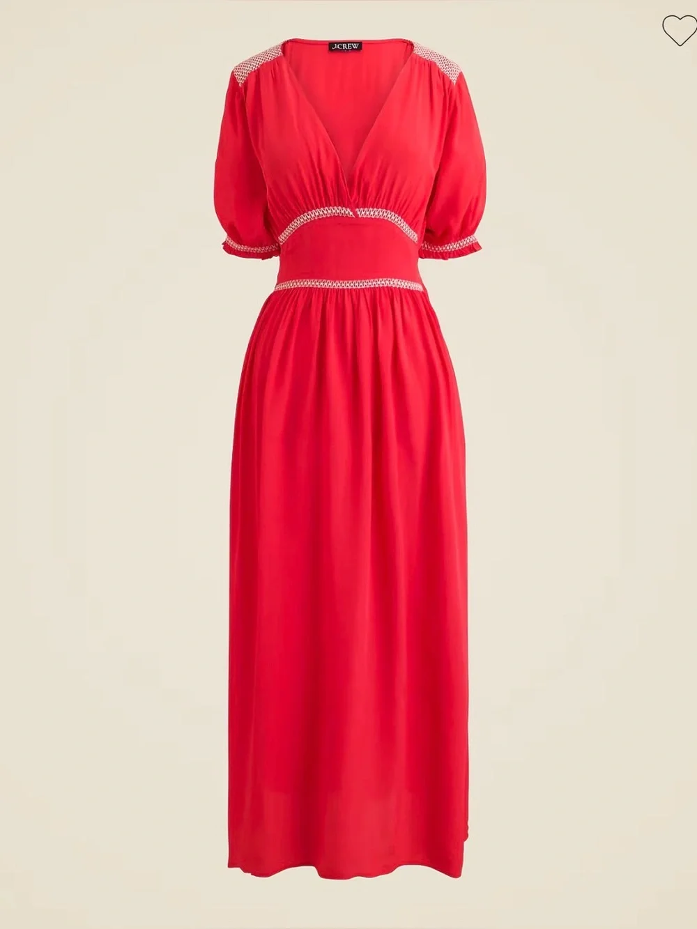 J.Crew Smocked Trim Midi Dress in Crepe de Chine Sz 12